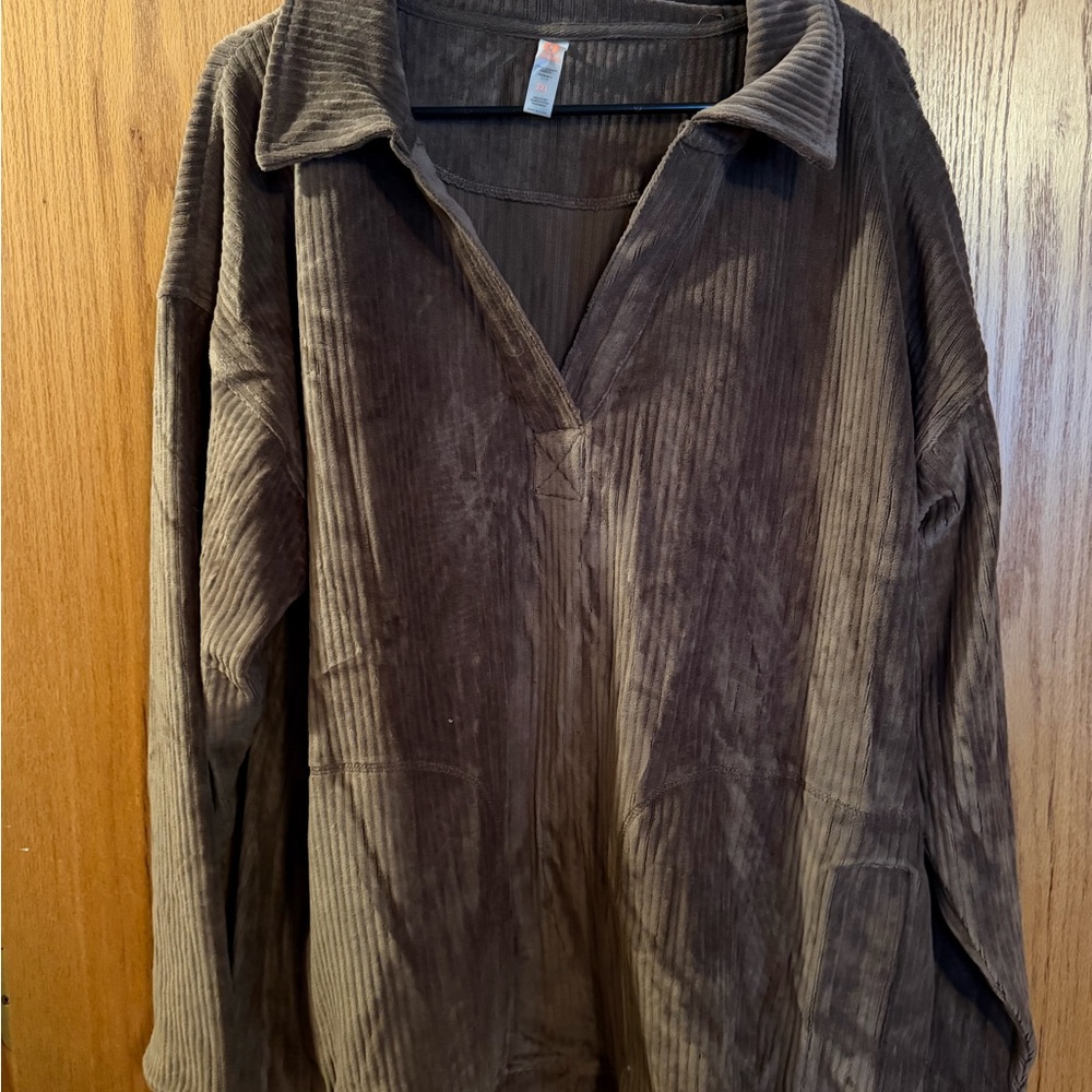Mono B Brown Corduroy Pullover